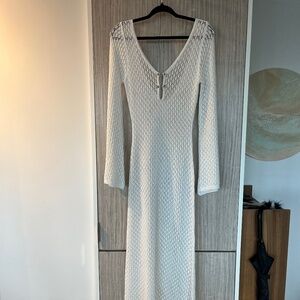 Commense White Crochet Cover Up